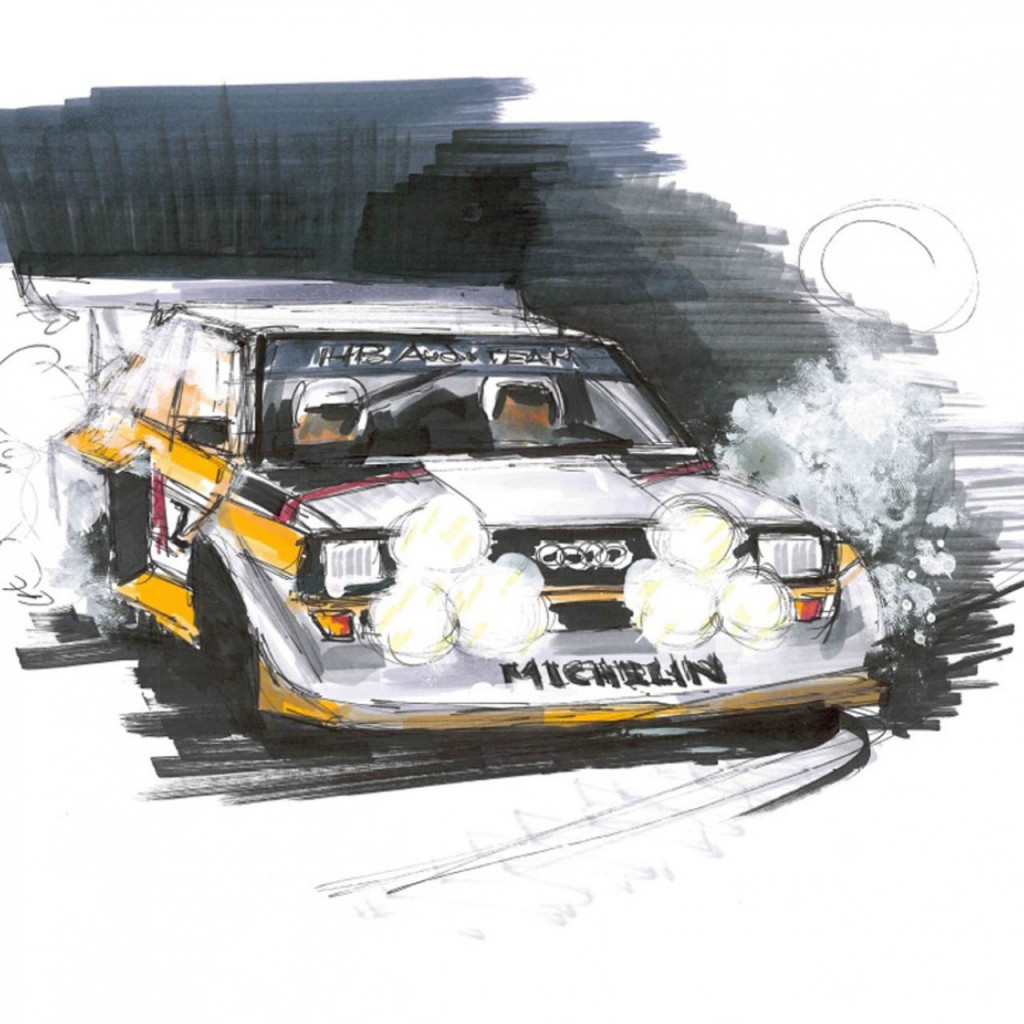 Audi, Lancia,...: Drawing the rally cars of rally legend Walter Röhrl.